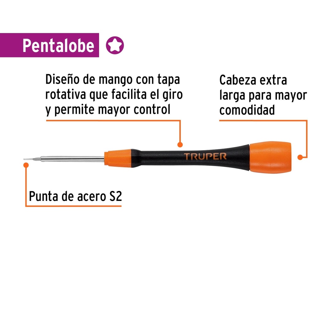 Desarmador de precisión pentalobe PL1 mango ergonómico