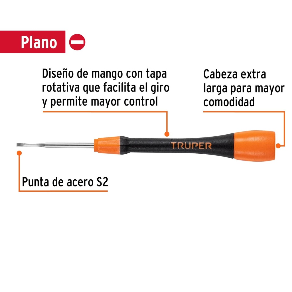 Desarmador de precisión plano de 1.8 mm mango ergonómico