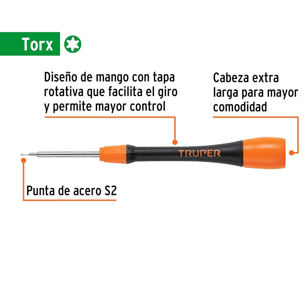 Desarmador de precisión punta torx T2 mango ergonómico