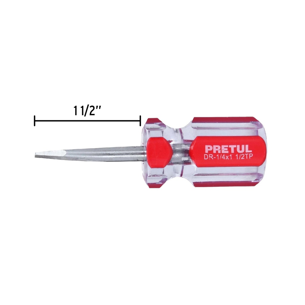 Desarmador plano 1/4 x 1-1/2' mango de PVC, Pretul