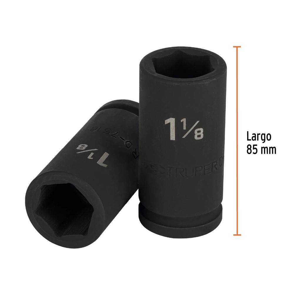 Dado largo de impacto de 1-1/8', 6 puntas, cuadro 3/4'