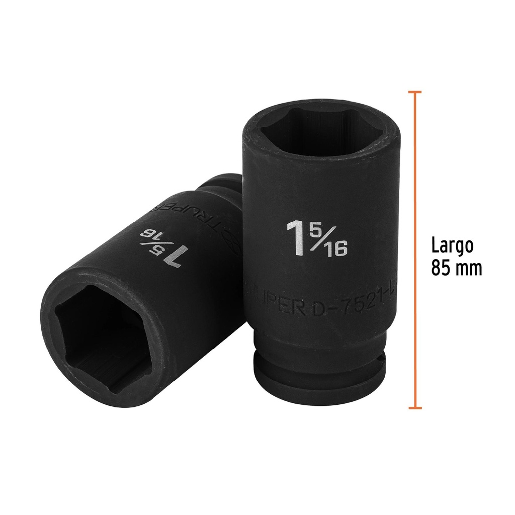 Dado largo de impacto de 1-5/16', 6 puntas, cuadro 3/4'