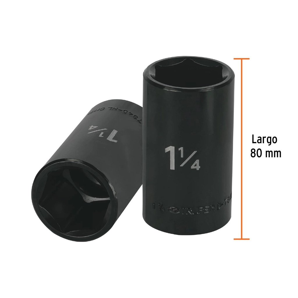 Dado largo impacto de 1-1/4', 6 puntas, cuadro 1/2', Truper