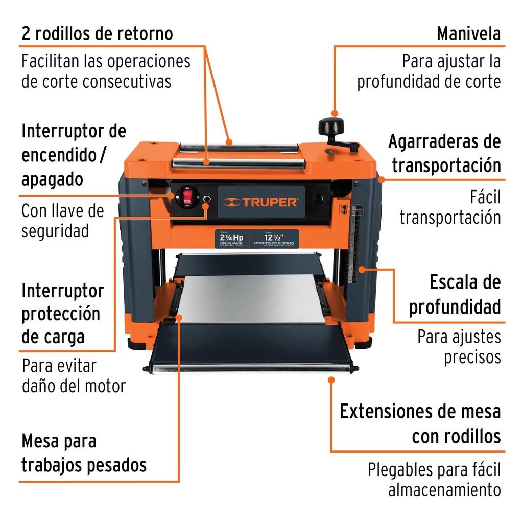 Cepillo portátil 12 1/2' de 2 1/4 HP (1600 W), Truper