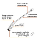 Dado p/bujías cuadro 3/8' articulado 5/8', extensión 10'