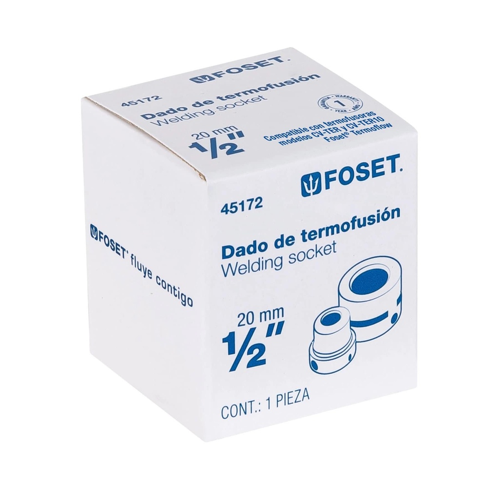 Dado para termofusora de 1/2' (20 mm), Foset