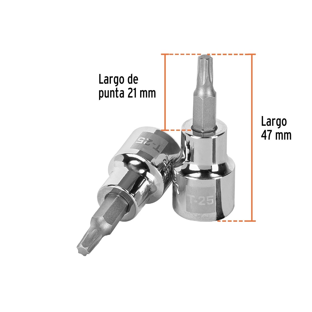 Dado punta torx T-25, cuadro 3/8', Truper