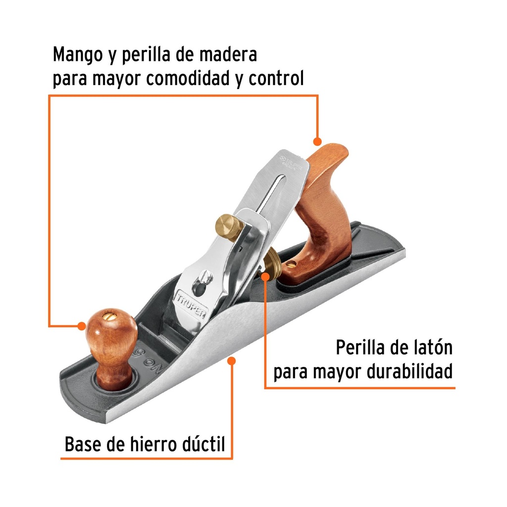 Cepillo para carpintero # 5 liso, Truper