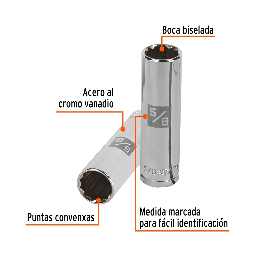 Dado largo de 5/8', 12 puntas, cuadro 1/2', Truper