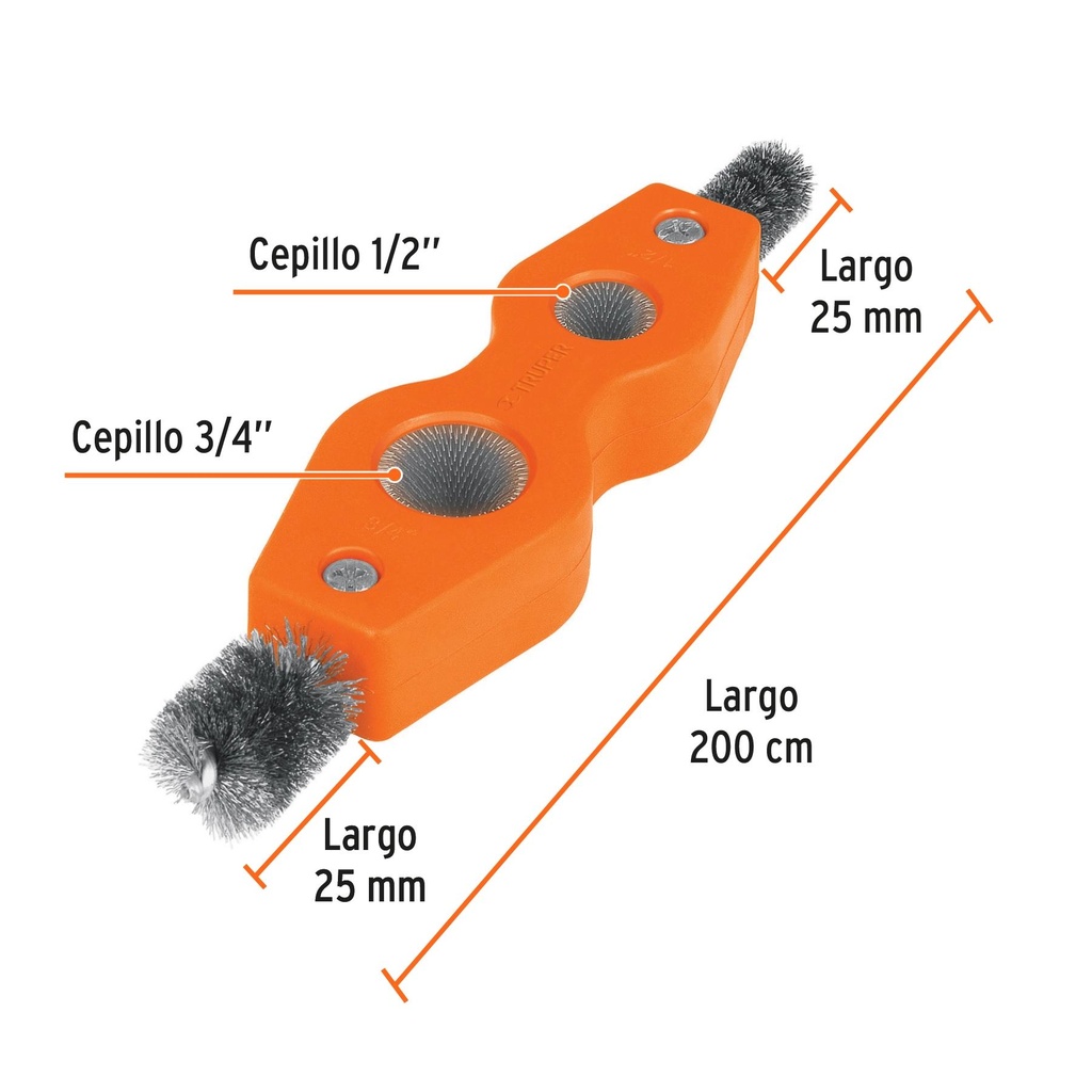 Cepillo limpiador de terminales de baterías, 4 en 1, Truper