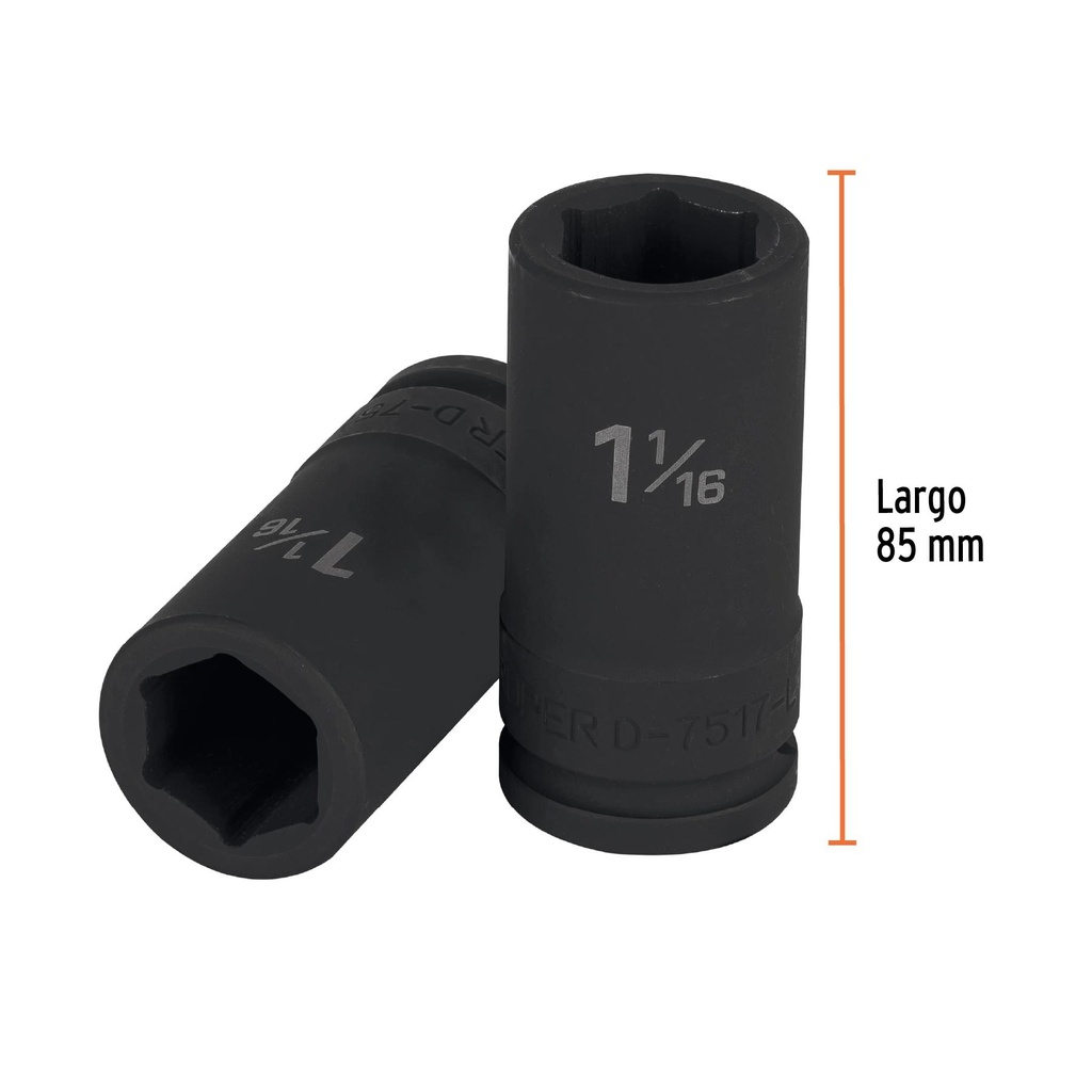 Dado largo de impacto de 1-1/16', 6 puntas, cuadro 3/4'