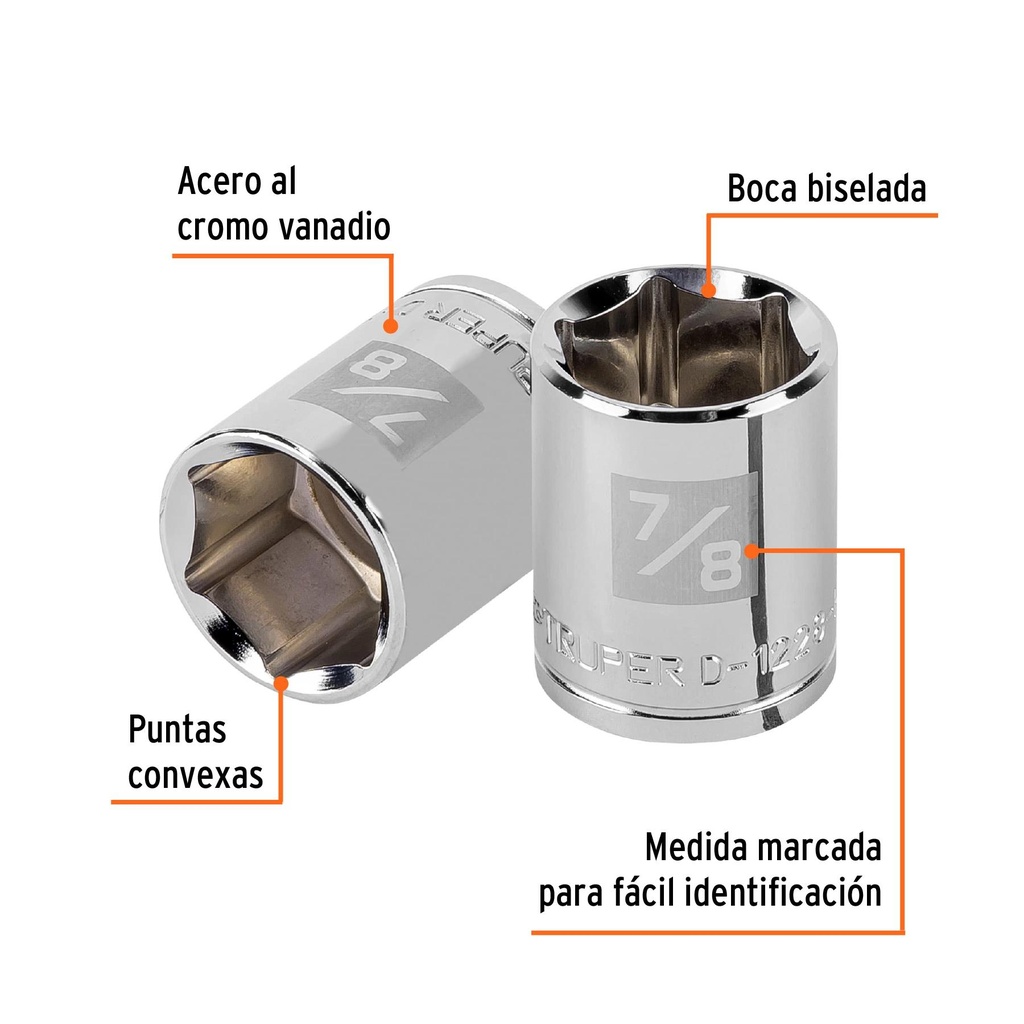 Dado de 7/8', 6 puntas, cuadro 1/2', Truper