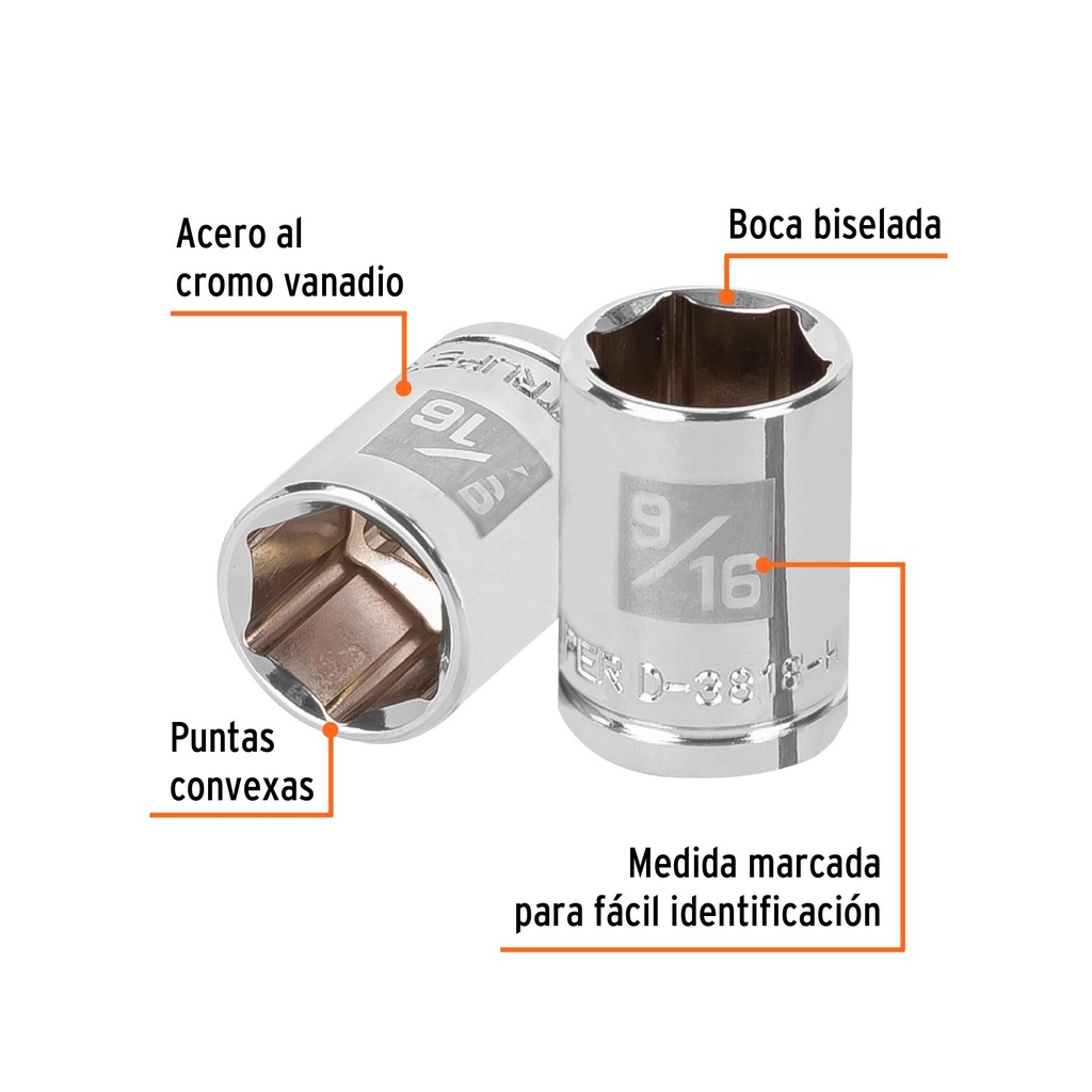 Dado de 9/16', 6 puntas, cuadro 3/8', Truper