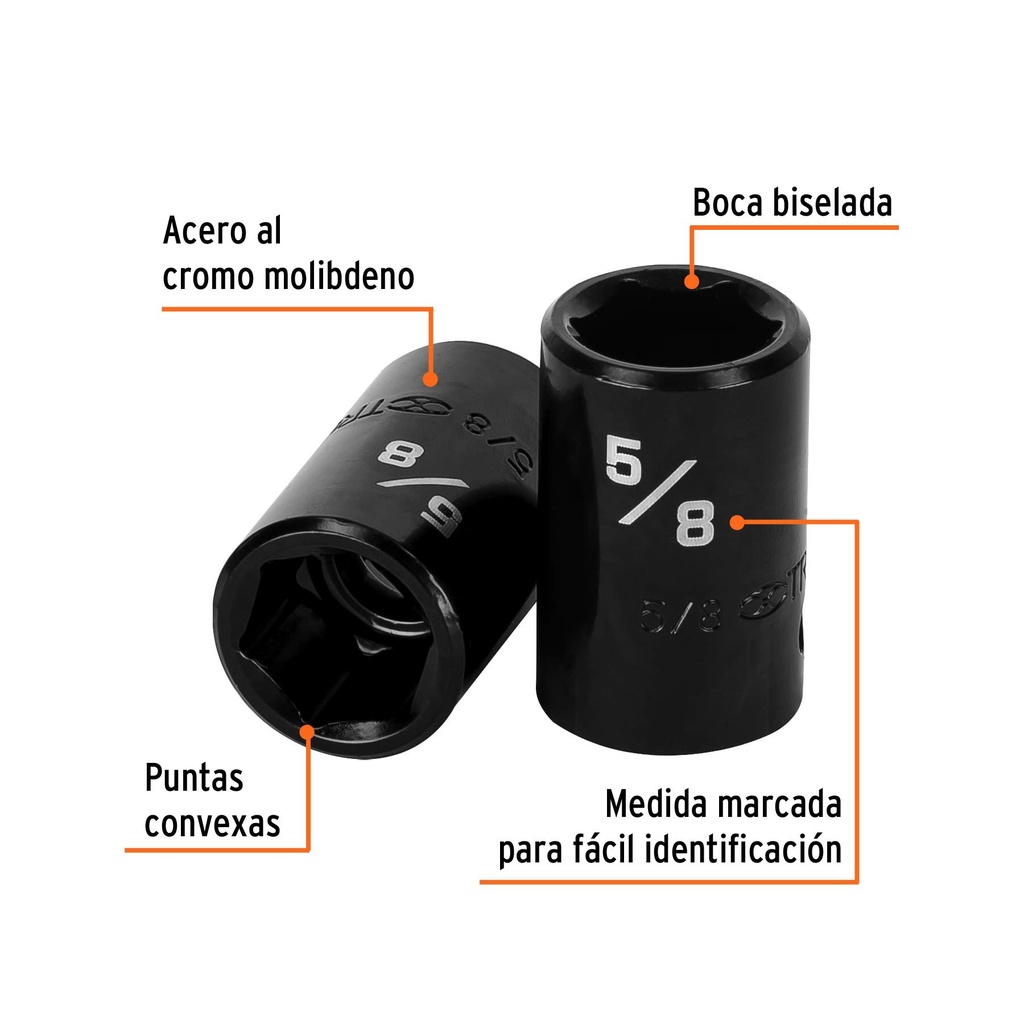 Dado de impacto de 5/8', 6 puntas cuadro 1/2', Truper