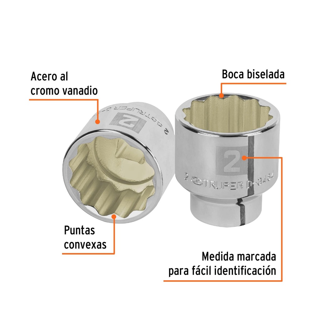 Dado de 2', 12 puntas, cuadro 3/4', Truper