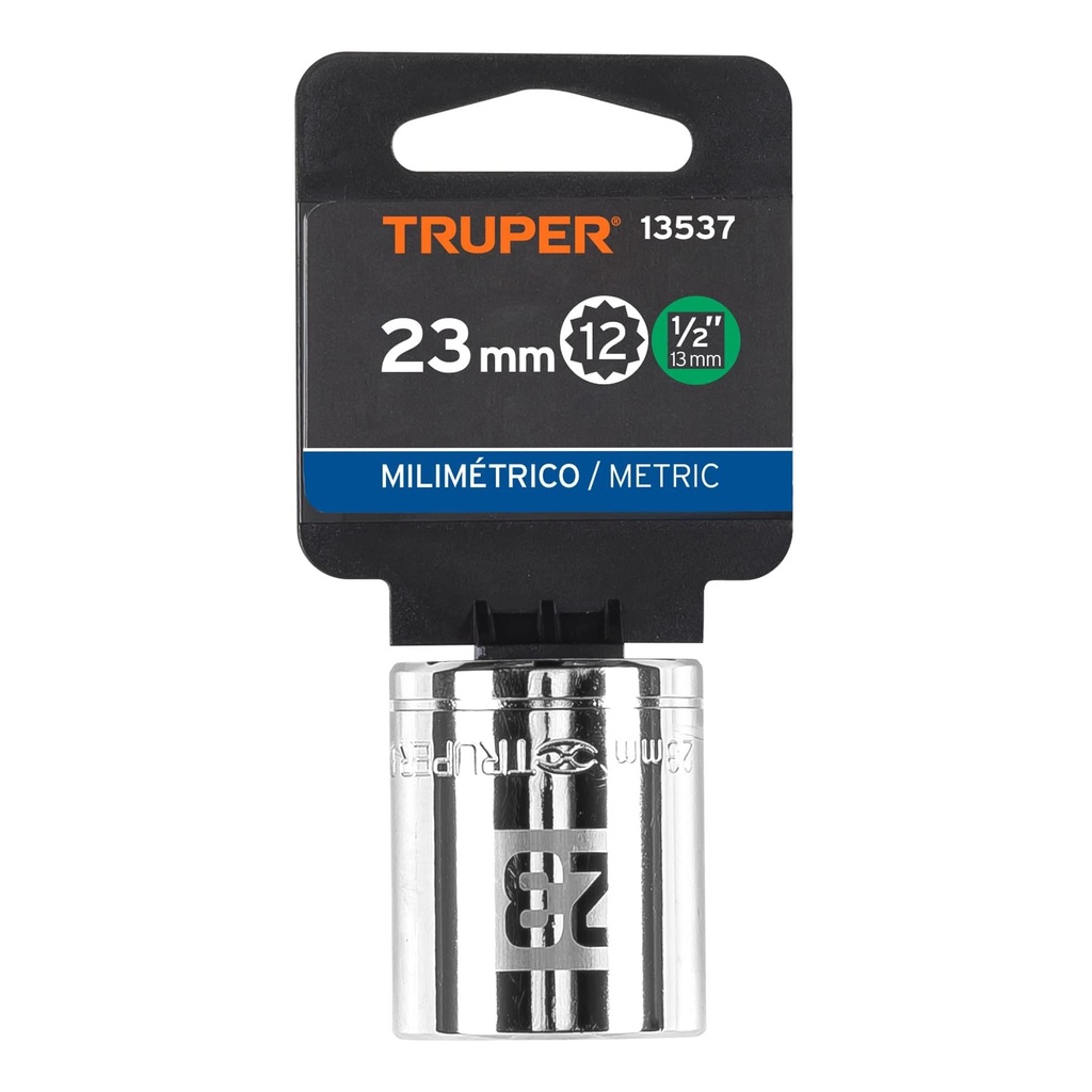 Dado de 23 mm, 12 puntas, cuadro 1/2', Truper