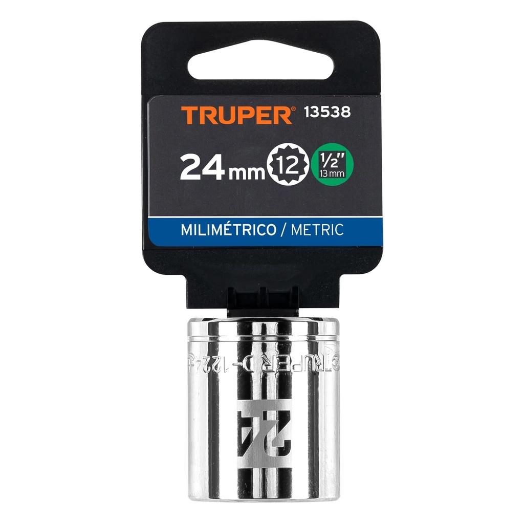 Dado de 24 mm, 12 puntas, cuadro 1/2', Truper