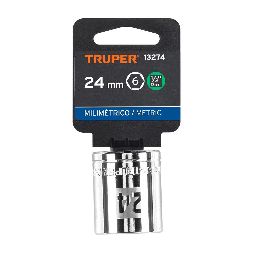 Dado de 24 mm, 6 puntas, cuadro 1/2', Truper