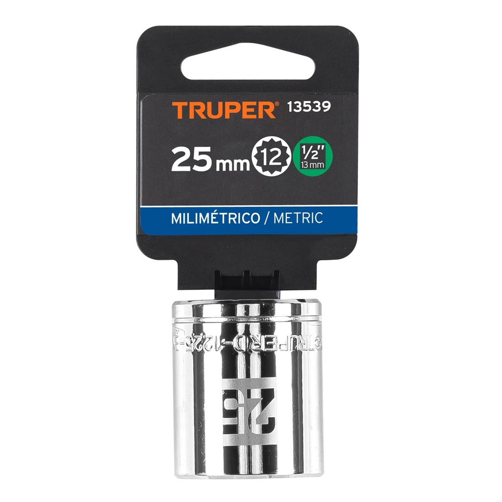 Dado de 25 mm, 12 puntas, cuadro 1/2', Truper