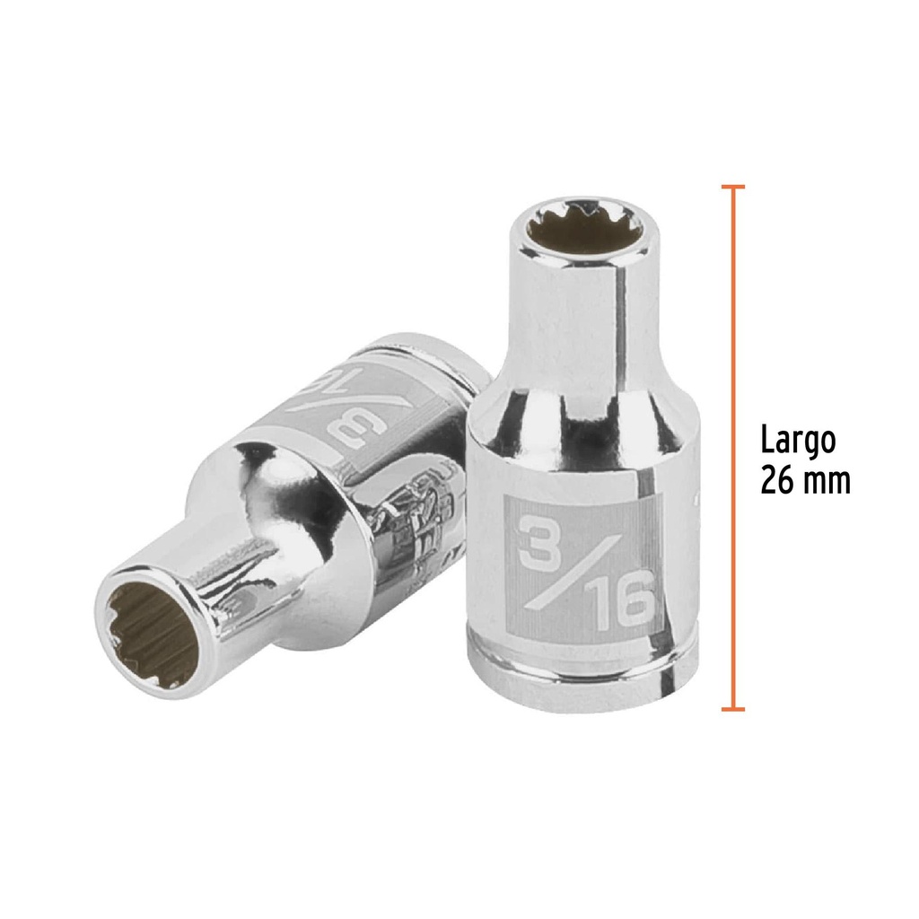 Dado de 3/16', 12 puntas, cuadro 1/4', Truper