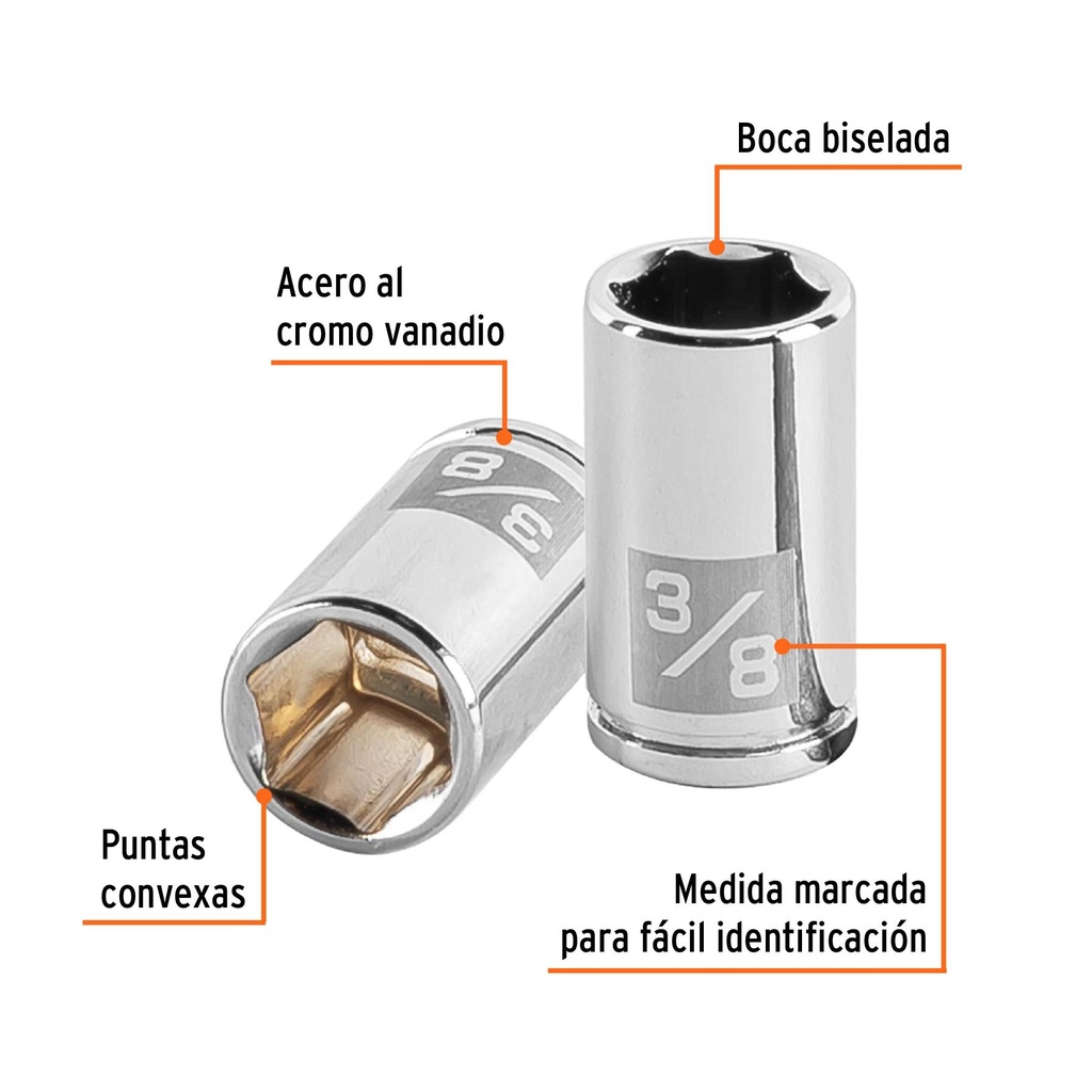 Dado de 3/8', 6 puntas, cuadro 1/4', Truper