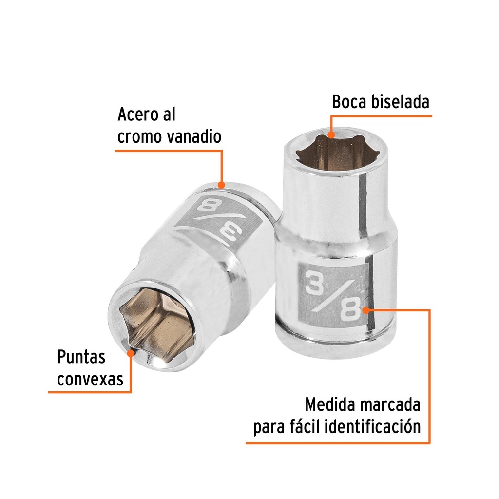 Dado de 3/8', 6 puntas, cuadro 3/8', Truper