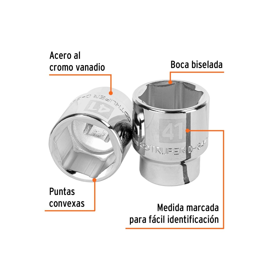 Dado de 41 mm, 6 puntas, cuadro 3/4', Truper