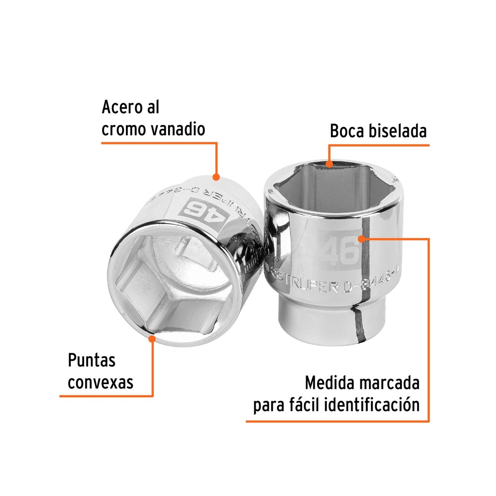 Dado de 46 mm, 6 puntas, cuadro 3/4', Truper