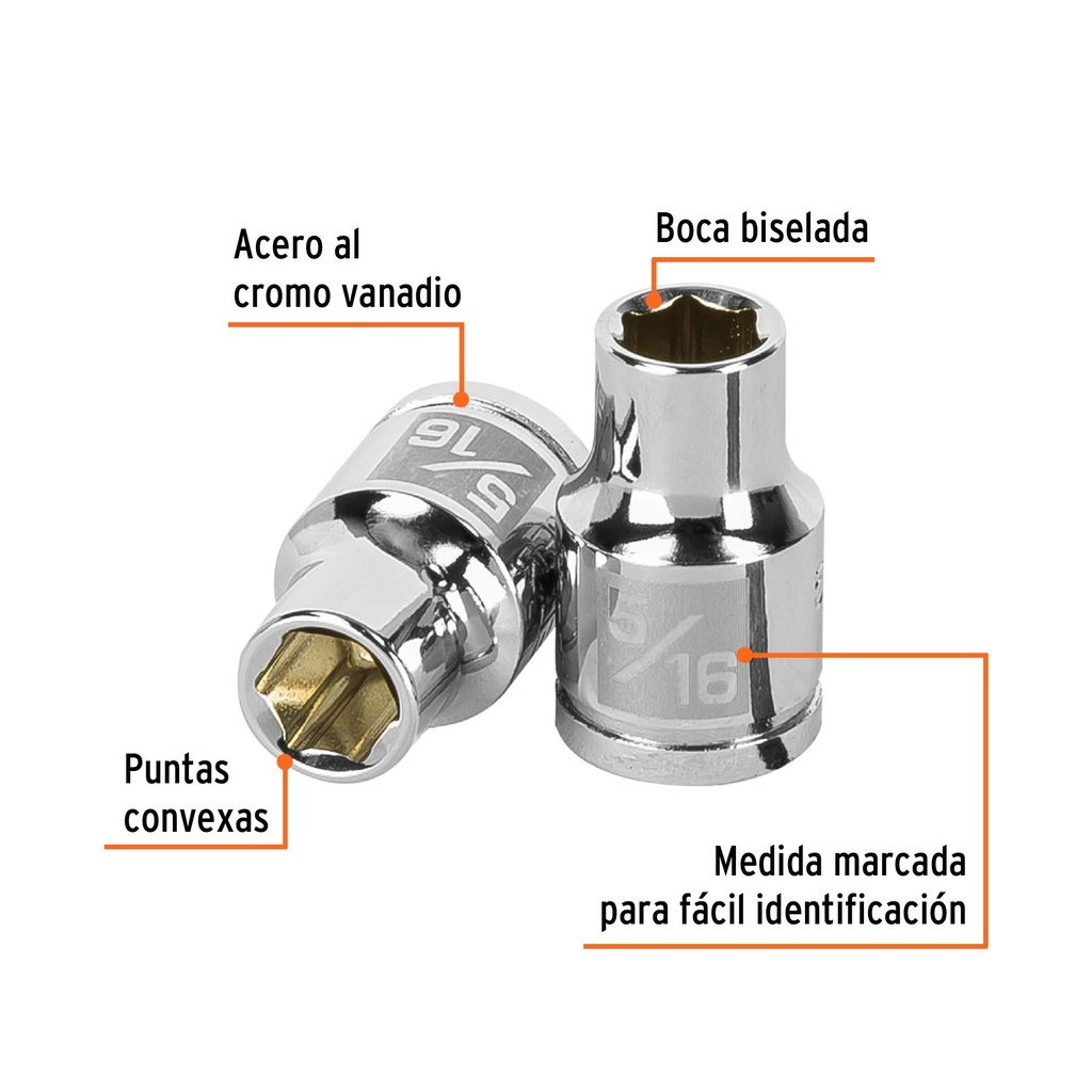 Dado de 5/16', 6 puntas, cuadro 3/8', Truper