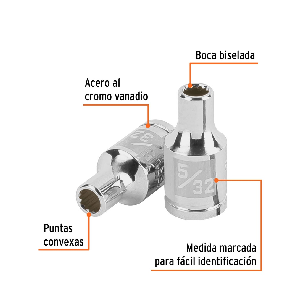 Dado de 5/32', 12 puntas, cuadro 1/4', Truper