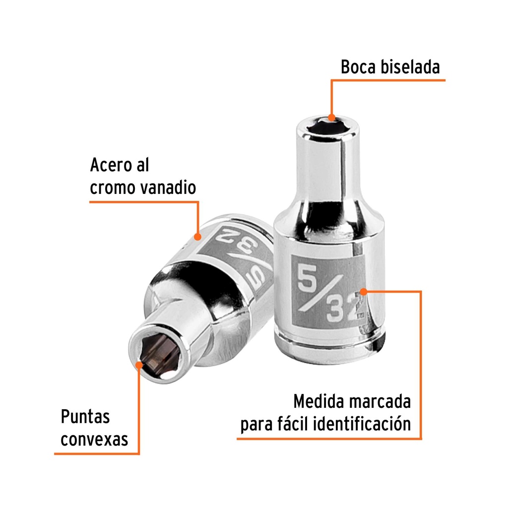 Dado de 5/32', 6 puntas, cuadro 1/4', Truper