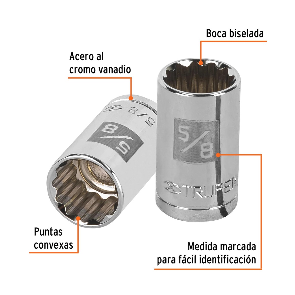 Dado de 5/8', 12 puntas, cuadro 1/2', Truper