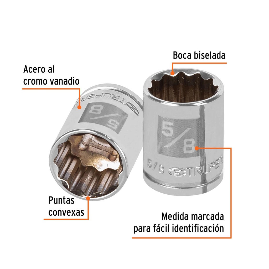 Dado de 5/8', 12 puntas, cuadro 3/8', Truper