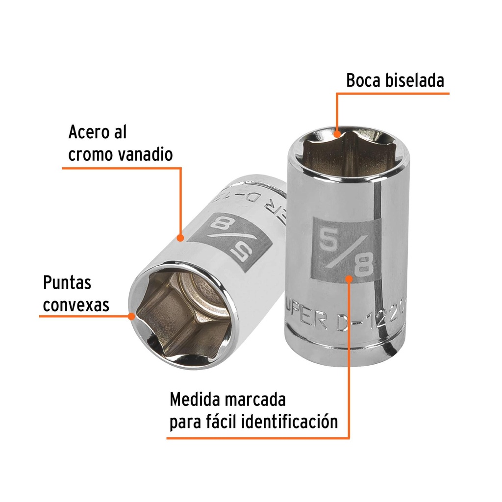 Dado de 5/8', 6 puntas, cuadro 1/2', Truper