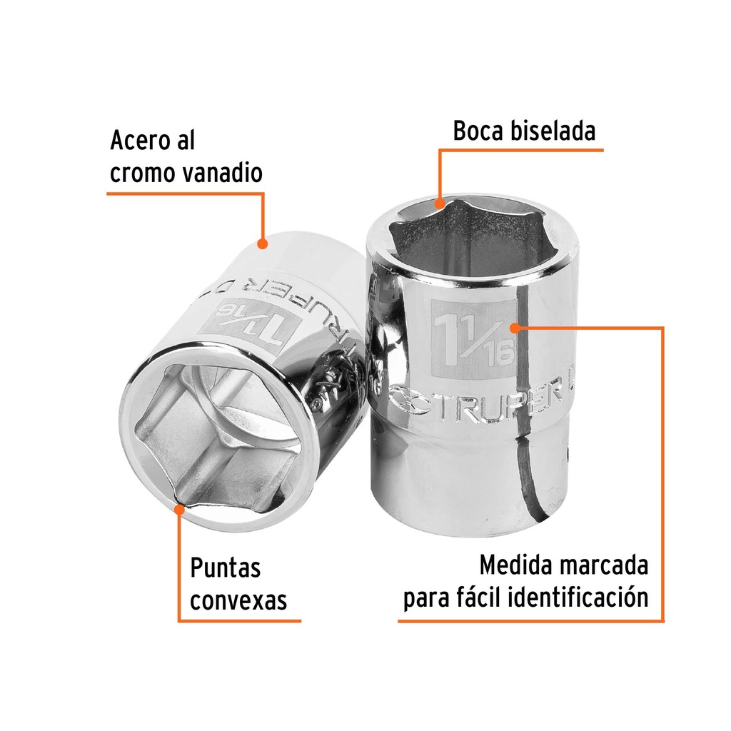 Dado de 1-1/16', 6 puntas, cuadro 3/4', Truper