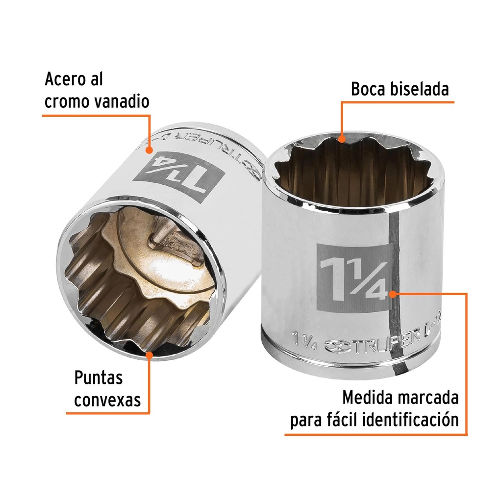 Dado de 1-1/4', 12 puntas, cuadro 1/2', Truper