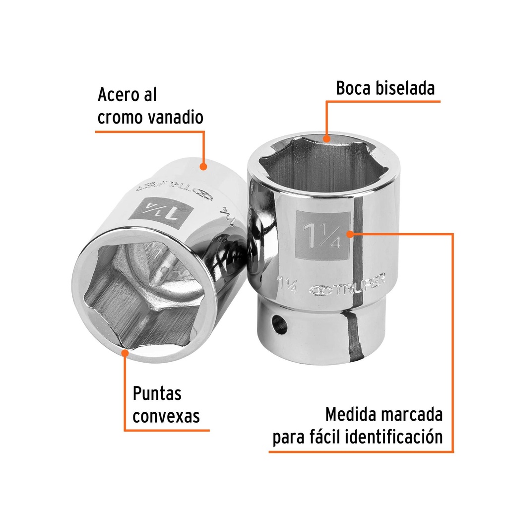 Dado de 1-1/4', 6 puntas, cuadro 3/4', Truper