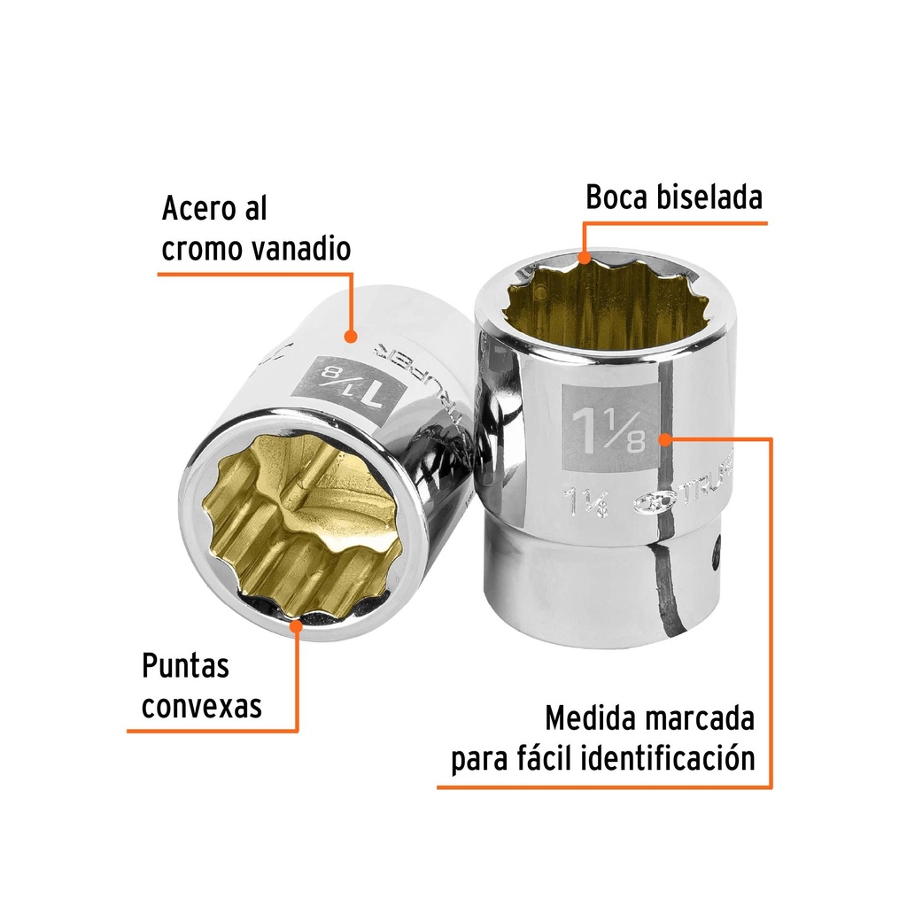 Dado de 1-1/8', 12 puntas, cuadro 3/4', Truper