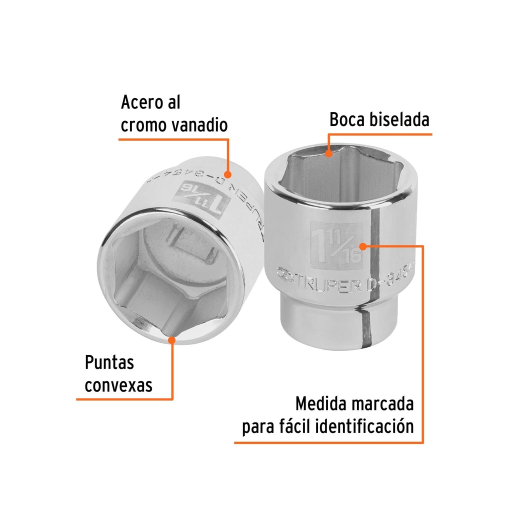 Dado de 1-11/16', 6 puntas, cuadro 3/4', Truper