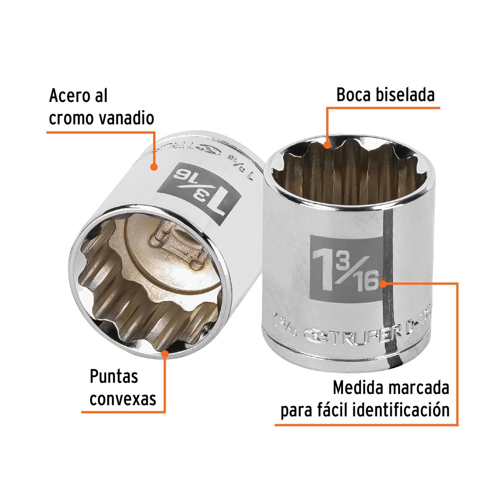 Dado de 1-3/16', 12 puntas, cuadro 1/2', Truper