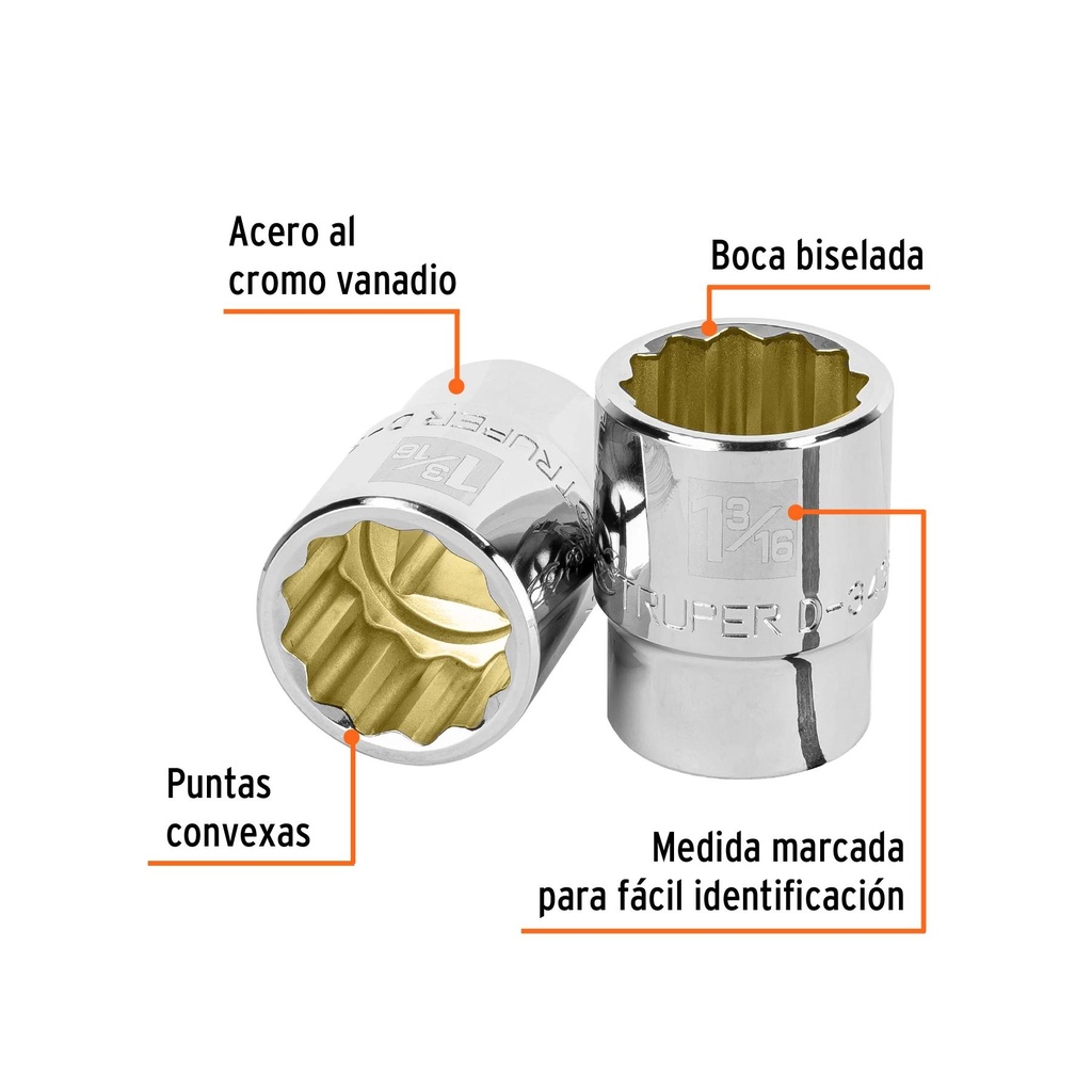 Dado de 1-3/16', 12 puntas, cuadro 3/4', Truper