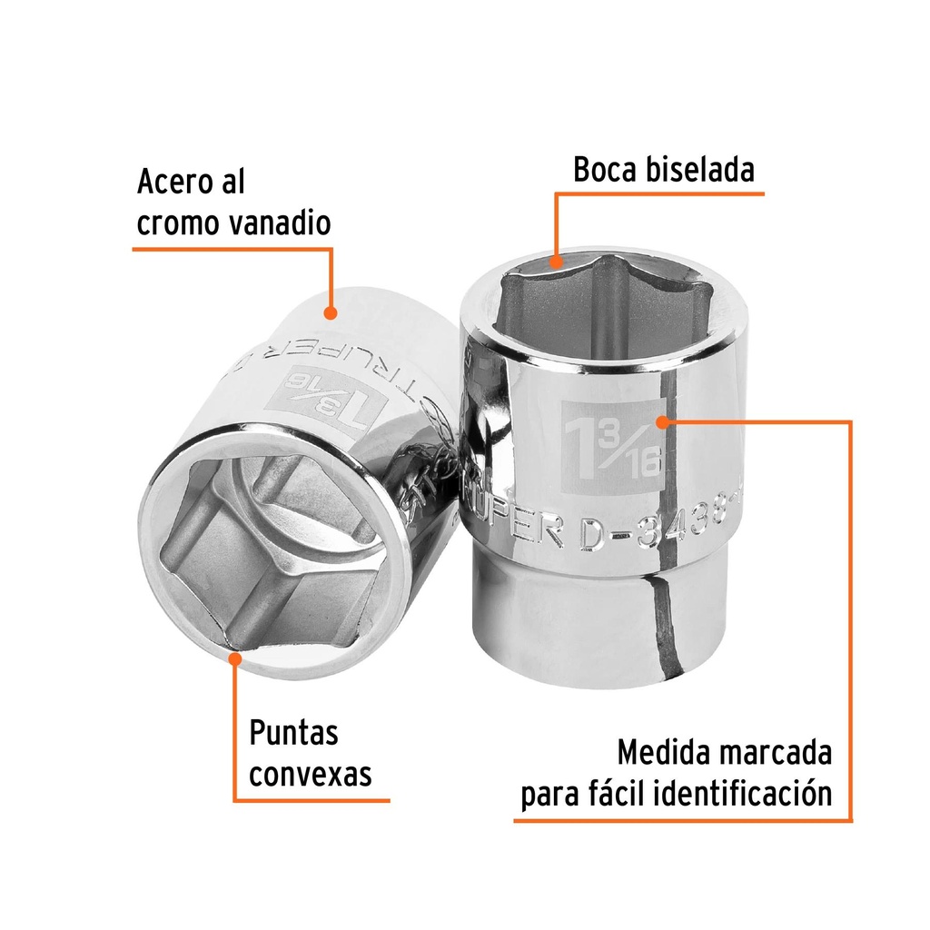 Dado de 1-3/16', 6 puntas, cuadro 3/4', Truper