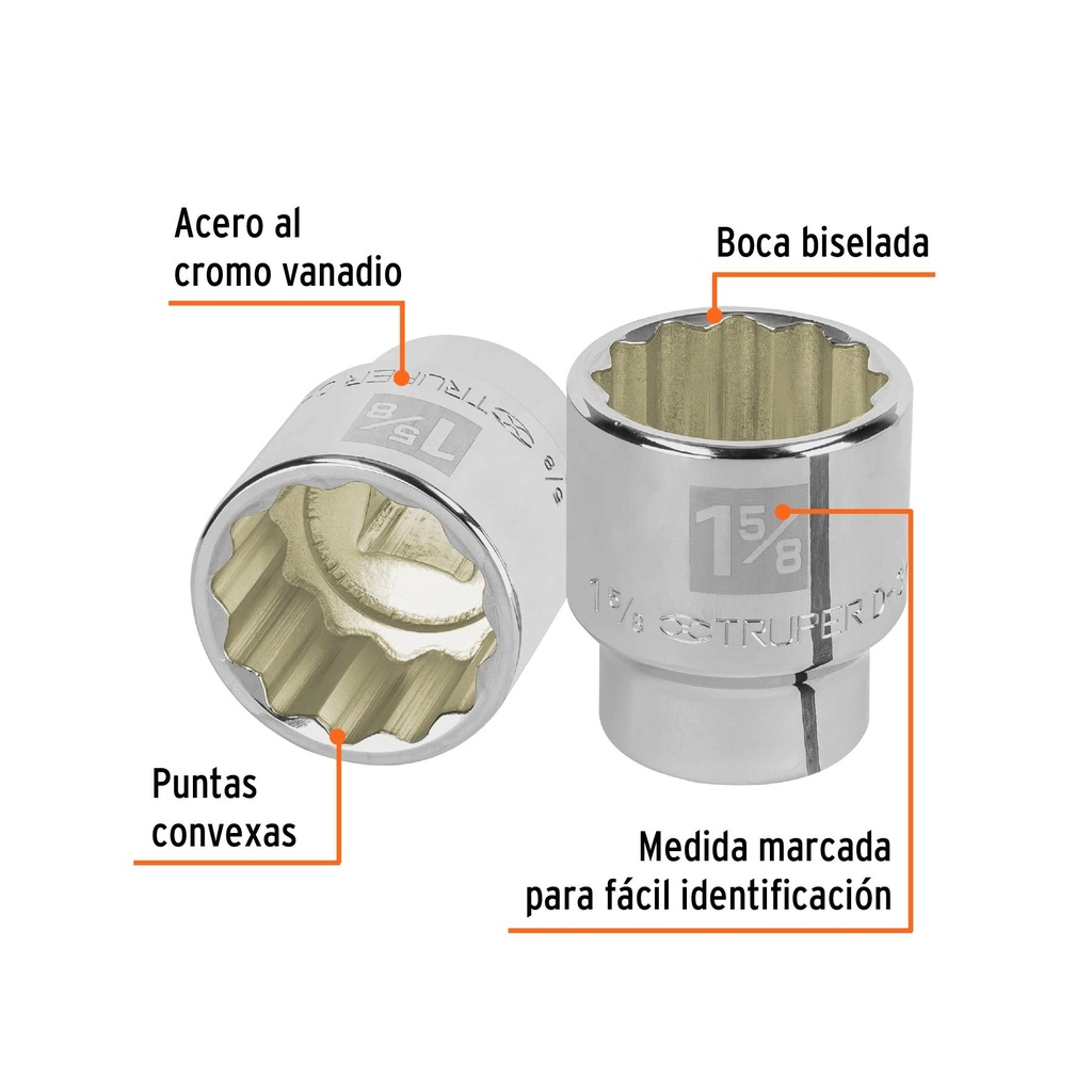 Dado de 1-5/8', 12 puntas, cuadro 3/4', Truper