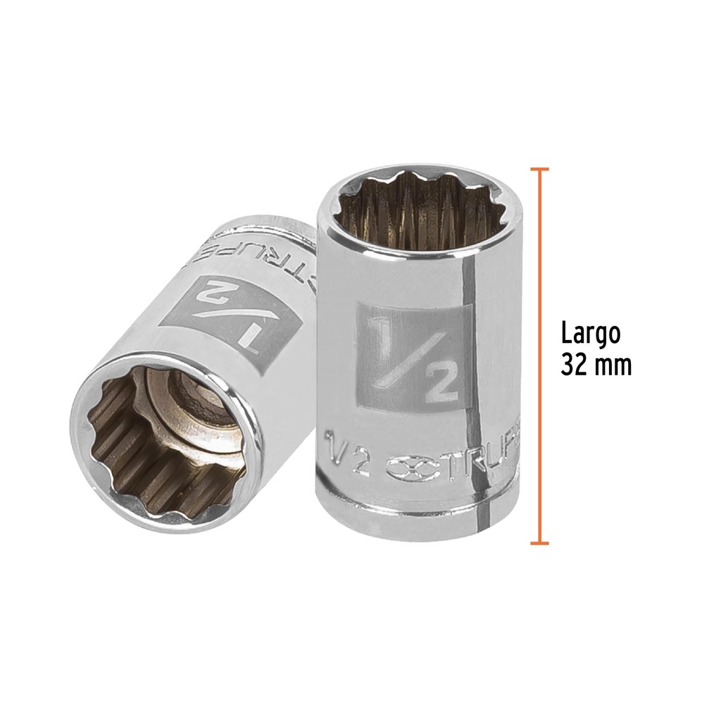 Dado de 1/2', 12 puntas, cuadro 3/8', Truper