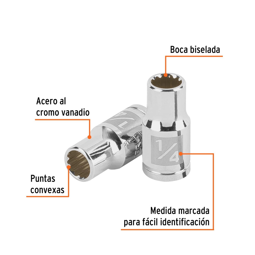 Dado de 1/4', 12 puntas, cuadro 1/4', Truper