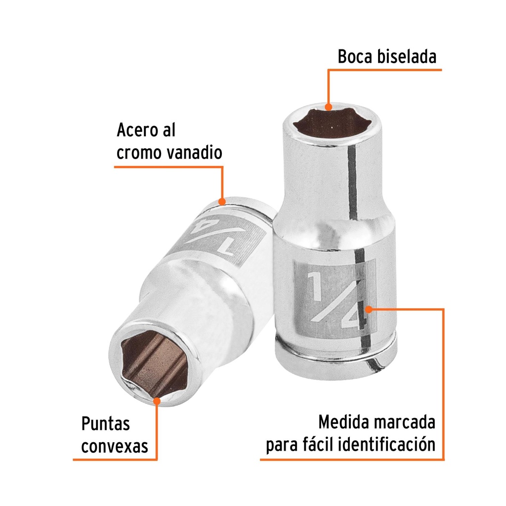 Dado de 1/4', 6 puntas, cuadro 1/4', Truper