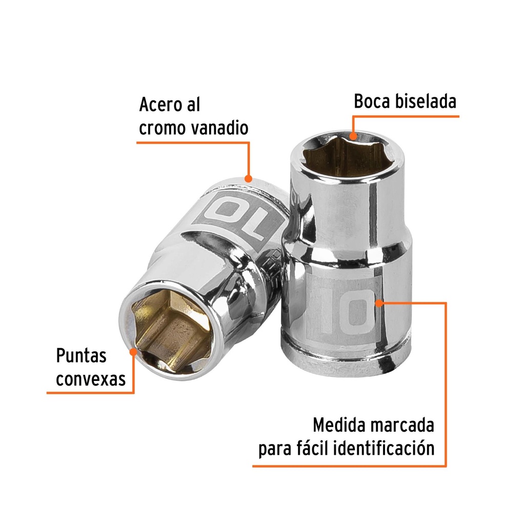 Dado de 10 mm, 6 puntas, cuadro 3/8', Truper