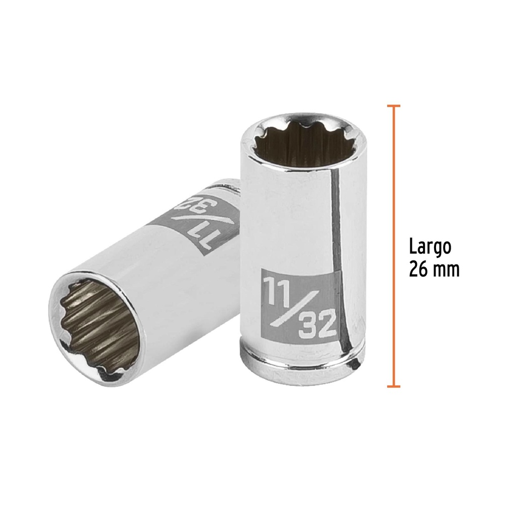 Dado de 11/32', 12 puntas, cuadro 1/4', Truper