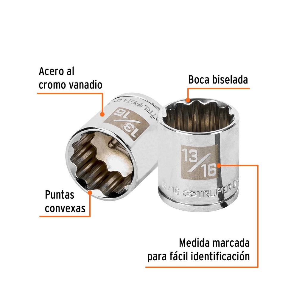 Dado de 13/16', 12 puntas, cuadro 3/8', Truper