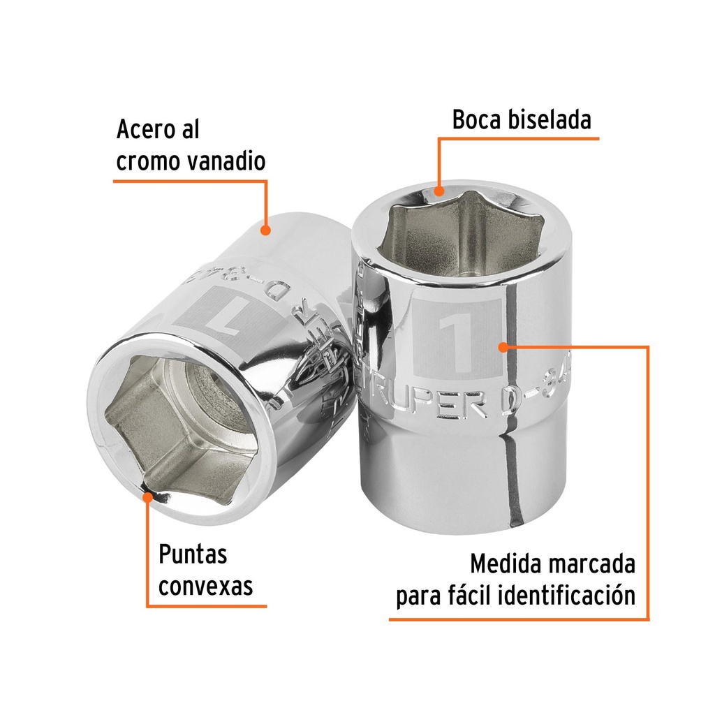 Dado de 1', 6 puntas, cuadro 3/4', Truper